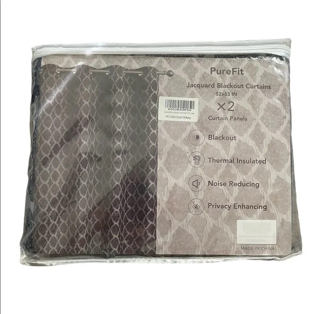 PureFit Jacquard Blackout ,52 x 63 inches Long, Set of 2 Grommet Curtain…